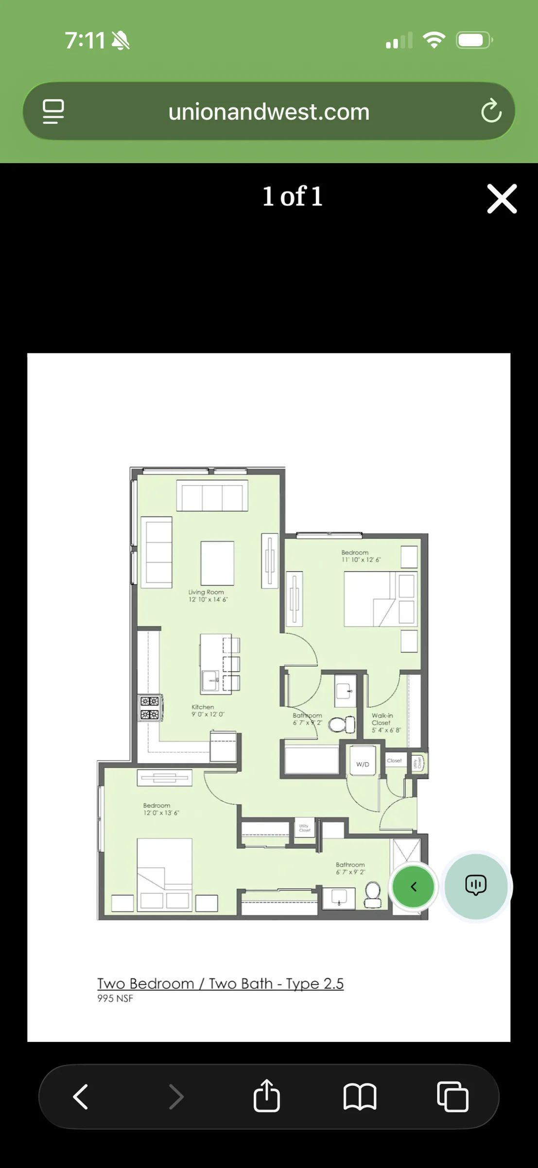 Unfurnished bedroom in 2b2b apartment 